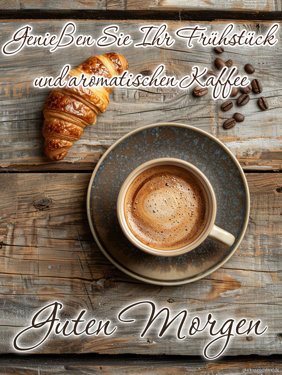 Kaffee und Croissant für den Wintermorgen