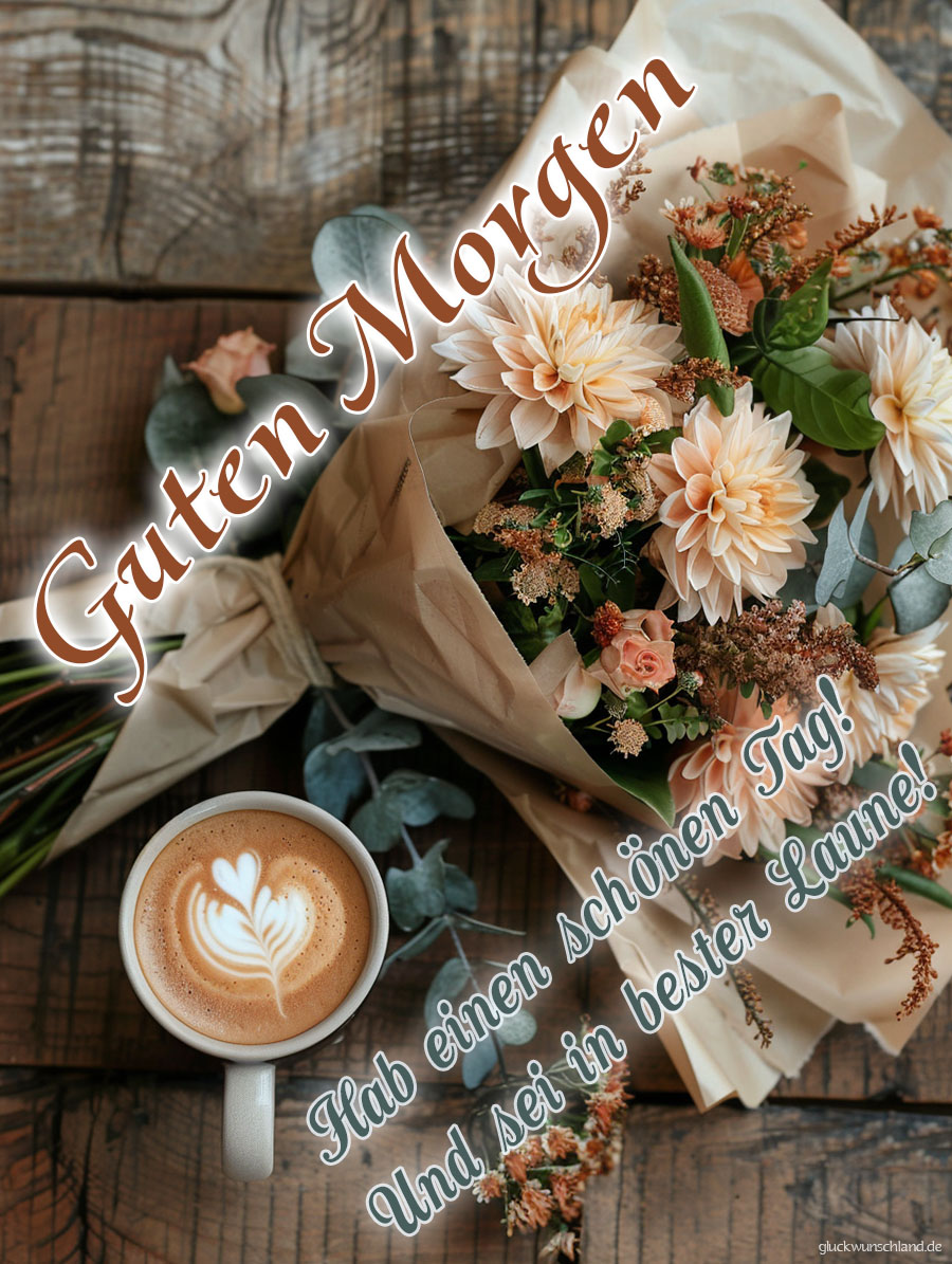 Kaffee und Blumen für einen Herbstmorgen